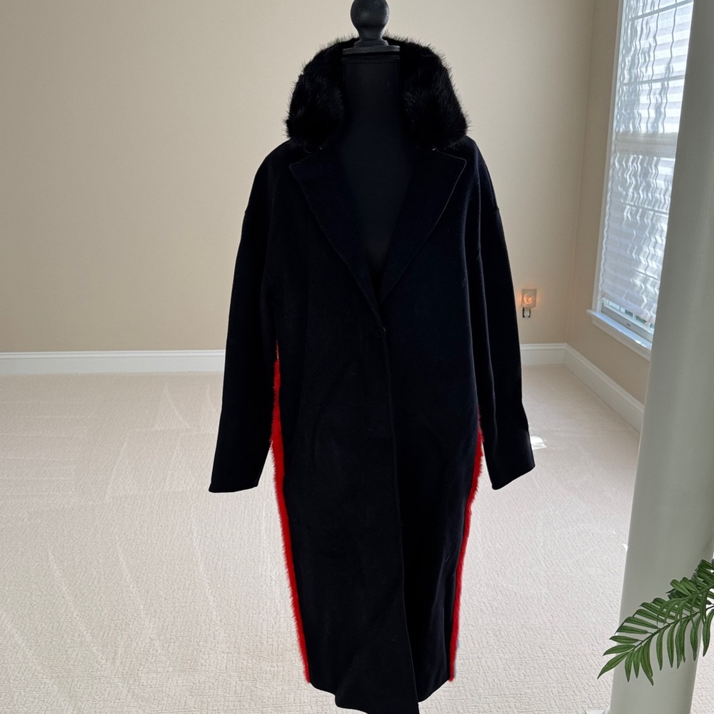 Annabelle Black Fur-Trimmed Coat